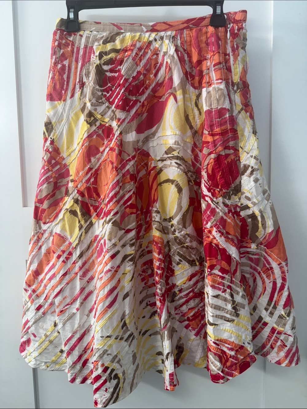 Chico's 100% Cotton Flowy Multicolor Circle-Print Midi Skirt